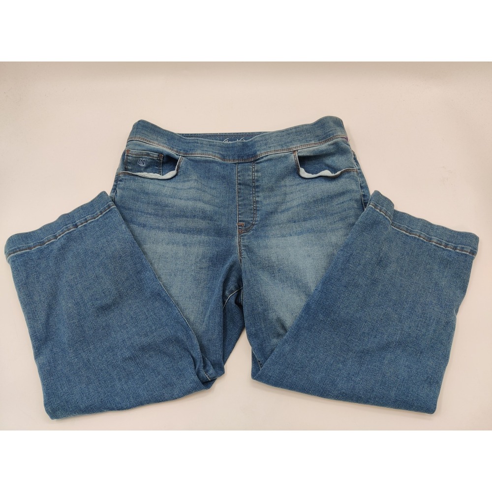 Gloria Vanderbilt Amanda Slimming Pull On Jeans Medium Wash Blue Size 14